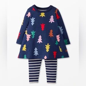 Hanna Andersson Happy Little Trees Pocket Dress with Leggings